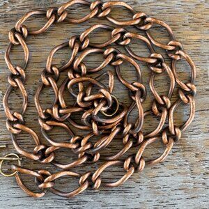 Vintage Long and Short Link Copper Chain Necklace Matinee Length